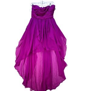 Hailey High-Low Strapless Dress Women Size 8 Purple Ruched‎ Asymmetrical Formal